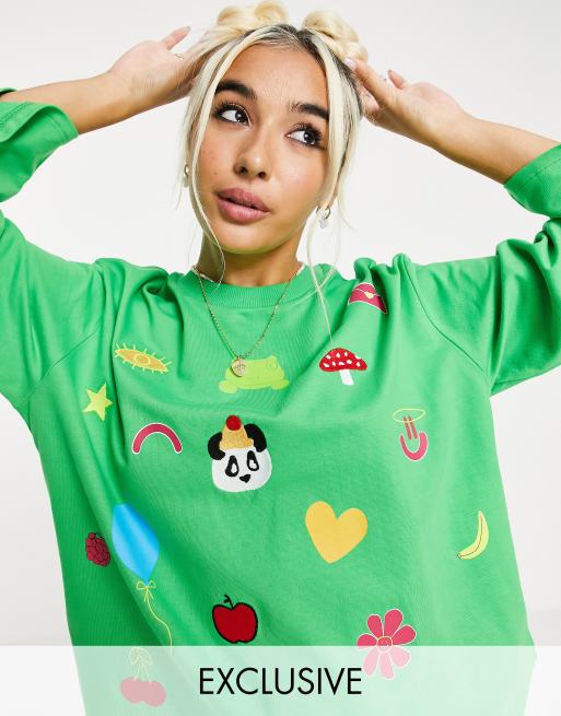 Native Youth - Big Boy - Oversized sweatshirt med søde, broderede mærker