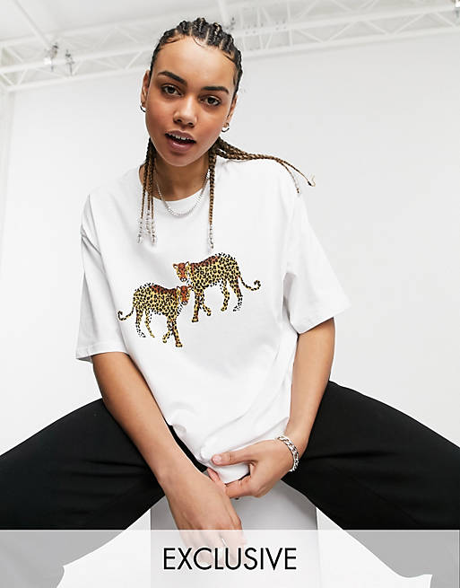 Native Youth big boy oversized t-shirt with leopards print