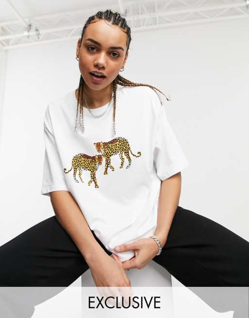 Native Youth – Big Boy – T-shirt oversize z nadrukiem leopardów