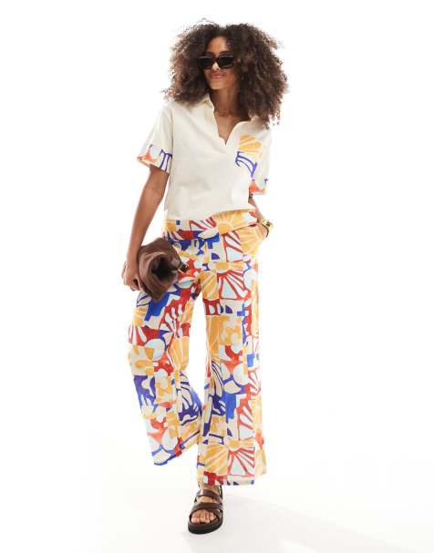 Native Youth bold bloom wide leg printed trouser co-ord in multi - view 1