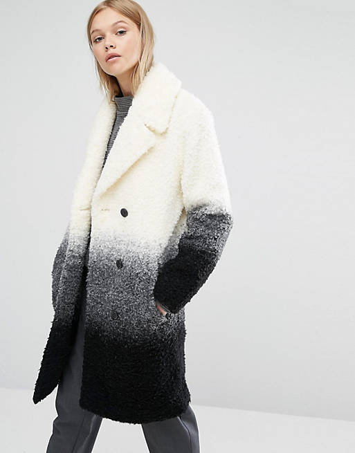 Native Youth Boucle Textured Gradient Overcoat