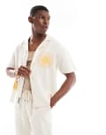 [Native Youth] Native Youth boxy shirt with embroidery in cream-White Chest 36 CREAM