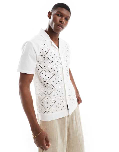 Native Youth broderie lace shirt in white - view 1