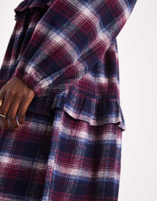 Native Youth brushed check midaxi dress in tartan, 2 of 4