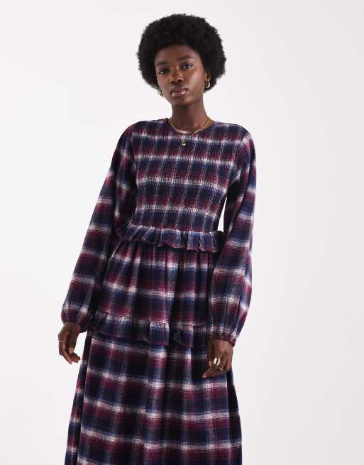 Native Youth brushed check midaxi dress in tartan, 3 of 4
