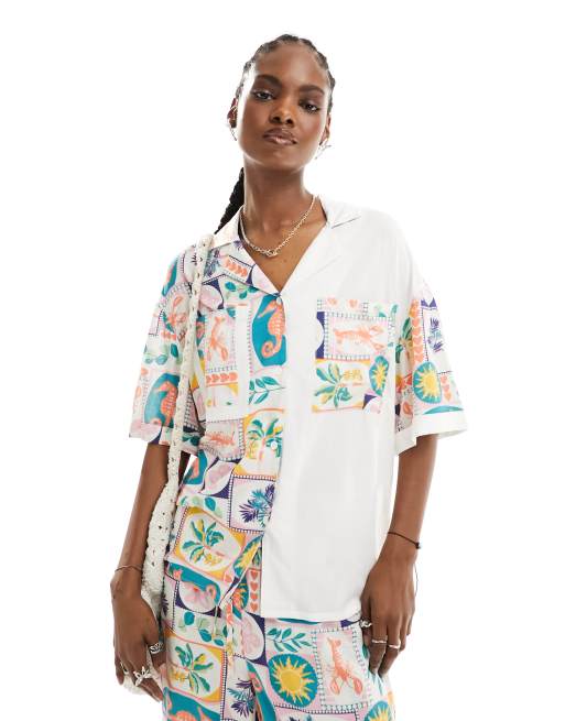 Native Youth Camicia da bowling con stampa fantasia multicolore in coordinato ASOS