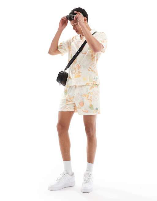 Native Youth - Camicia da spiaggia vestibilità comoda con stampa multicolore