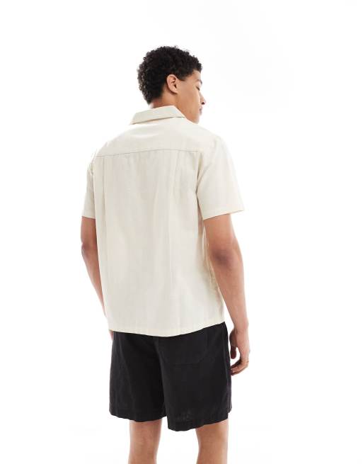Native Youth - Camicia neutra con colletto a rever e ricamo, 4 di 4