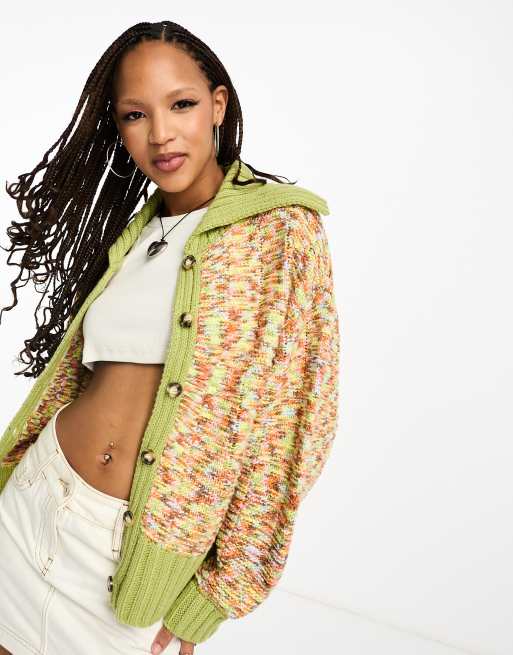 Native Youth - Cardigan oversize mélange multicolore con bottoni