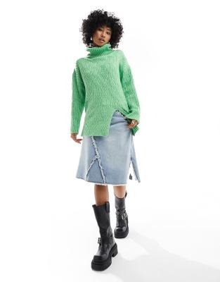 Native Youth Native Youth chunky funnel neck oversized jumper in green