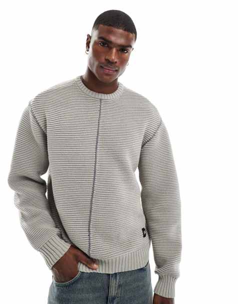 Native Youth chunky rib boxy jumper in grey - view 1