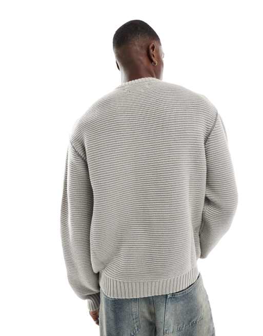 Native Youth chunky rib boxy jumper in grey | ASOS