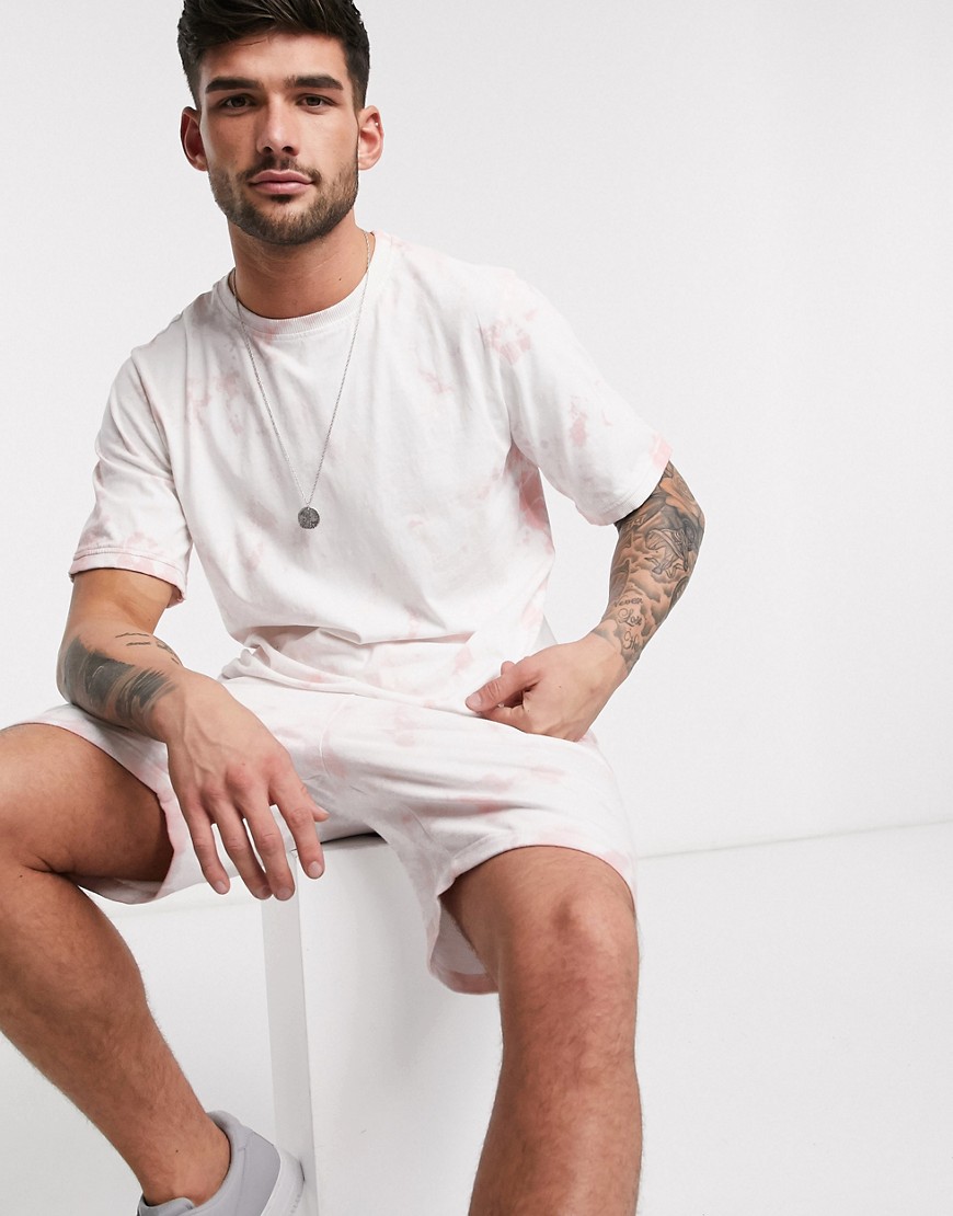 Native Youth co-ord oversized t-shirt in pink tie dye wash