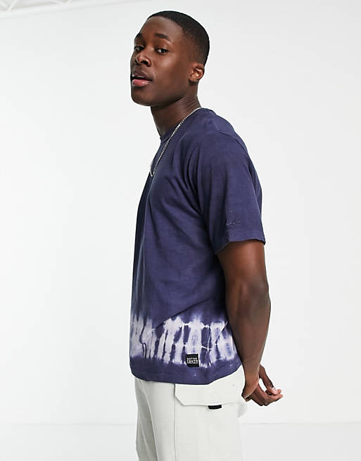 Native Youth co-ord tie dye border t-shirt in navy