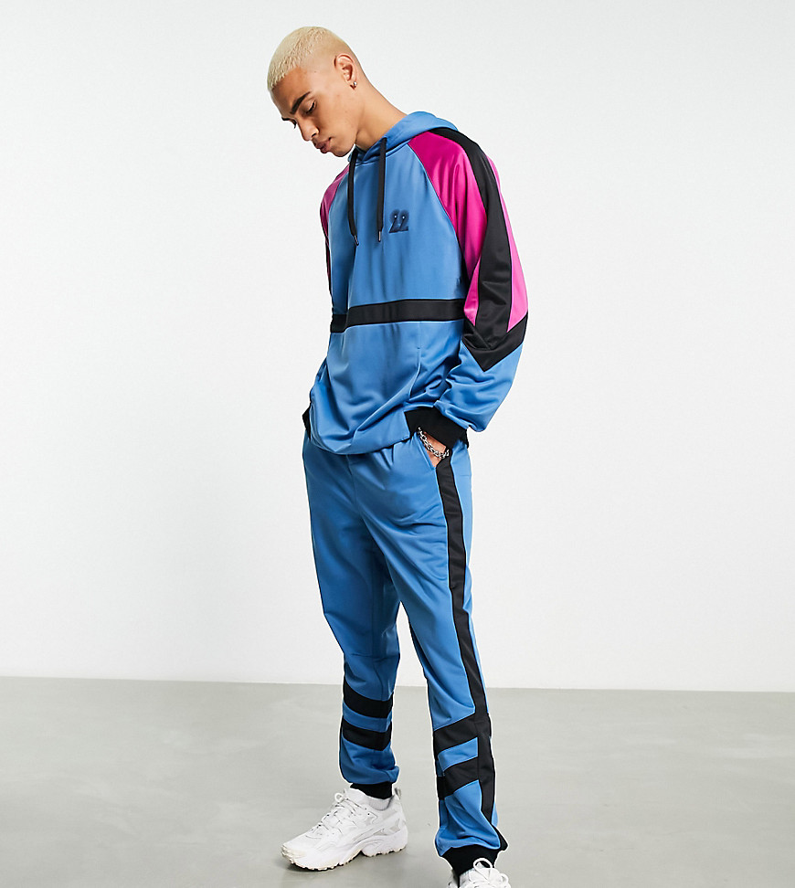 Native Youth colour block joggers co ord in blue-Navy