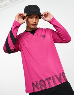 Native Youth colour block long sleeve t-shirt in in purple - ASOS Price Checker