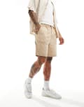 [Native Youth] Native Youth contrast stitch utility shorts in beige-Neutral 28 BEIGE
