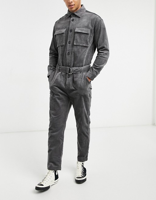 Native Youth cord boilersuit in black