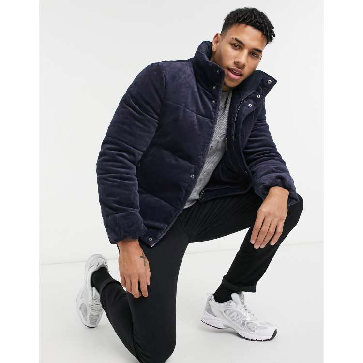 Navy corduroy puffer on sale jacket