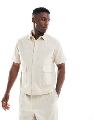 Native Youth - Cornelli - Camicia squadrata in lino color crema con ricamo in coordinato - view 1