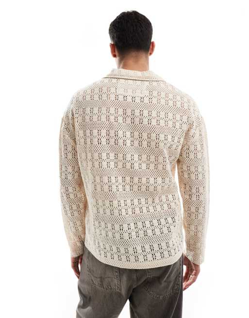 Native Youth crochet rugby polo shirt in cream | ASOS