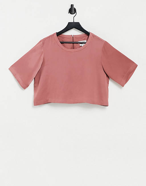 Native Youth cropped satin top in pink
