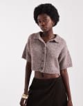 [Native Youth] Native Youth cropped short sleeve cardigan in muted brown 8 BROWN