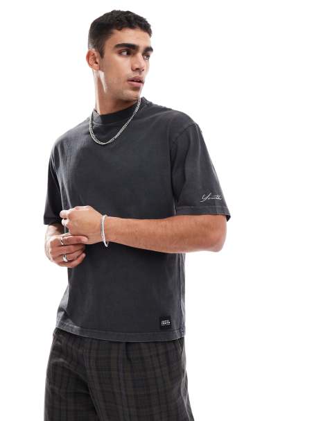 Native Youth – Czarny T-shirt z efektem sprania o luźnym kroju - view 1