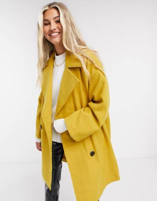 mustard double breasted coat
