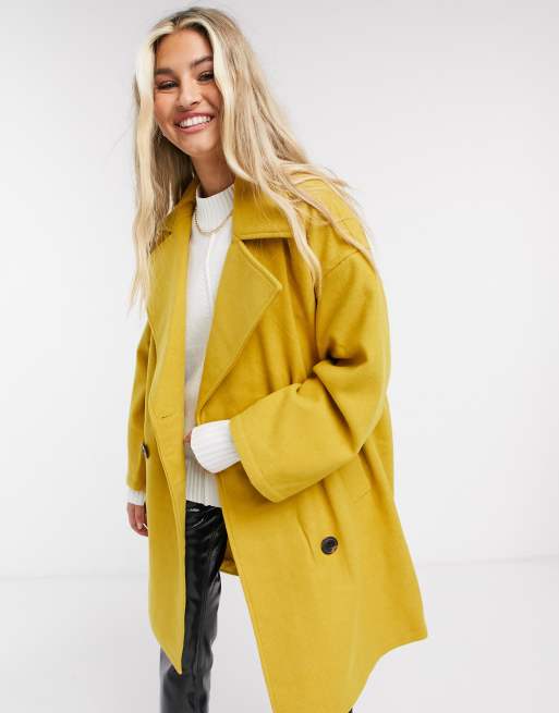 Native Youth double breasted coat in mustard