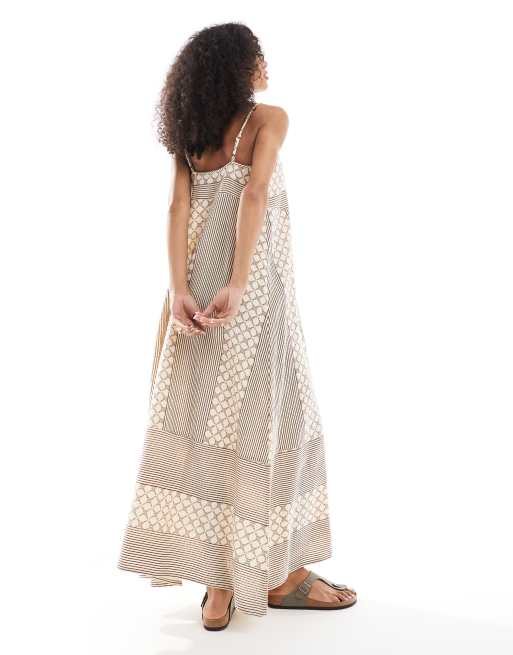 Native Youth embroidered cami midaxi dress in beige, 4 of 4