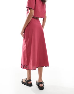 Shop Native Youth Embroidered Edge Midaxi Skirt