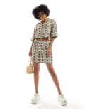[Native Youth] Native Youth embroidered shorts in beige (part of a set)-Neutral 6 BEIGE