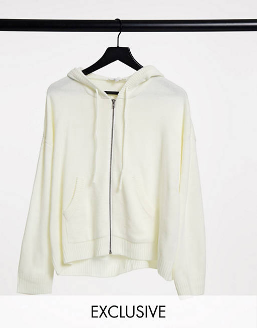 Women Native Youth extreme oversized knitted hoodie in cream 