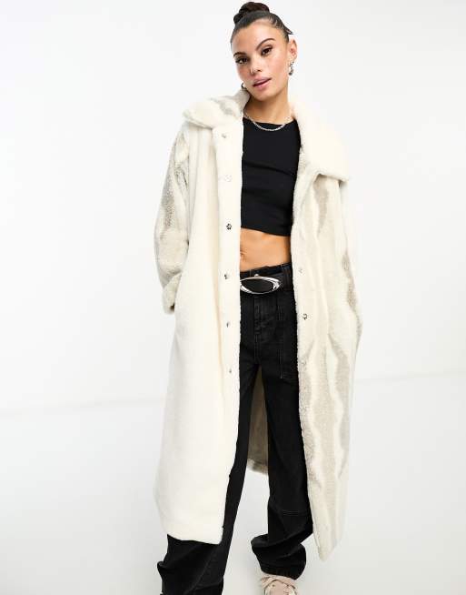 Grey fur hot sale coat asos