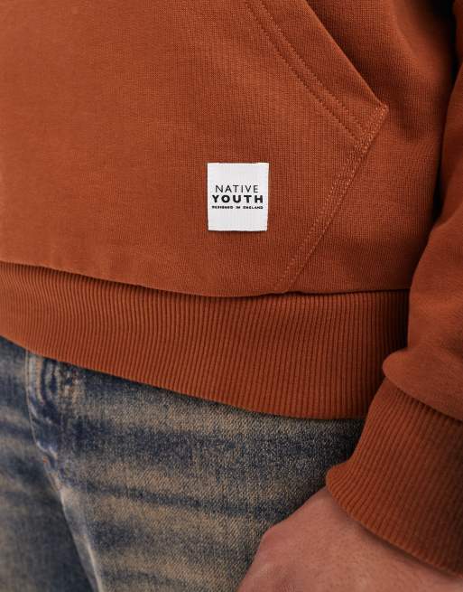 Native Youth Felpa con cappuccio oversize color ruggine effetto spray ASOS