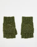 [Native Youth] Native Youth fold detail knitted gloves in green One Size GREEN