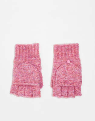 Native Youth Native Youth fold detail knitted gloves in pink