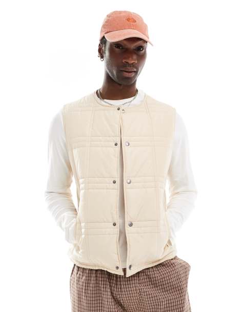 Native Youth – Gepolsterte Karo-Steppweste in Creme - view 1