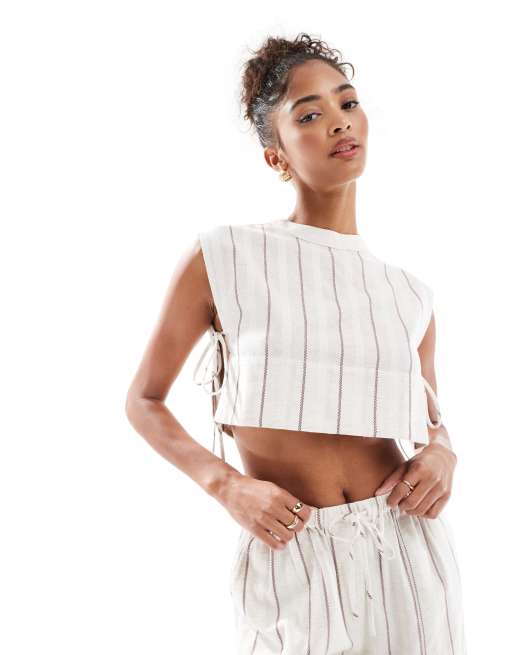 Native Youth - Gestreepte hoogsluitende top in multi, deel van co-ord set