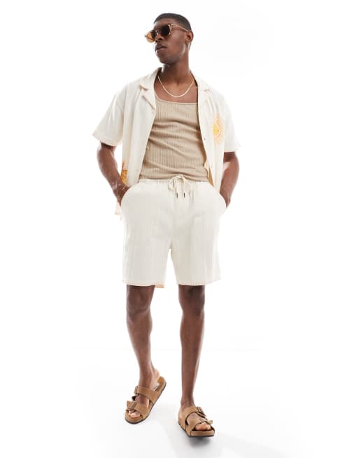 Native Youth – Gräddvita, medellånga shorts med broderi, 2 av 5