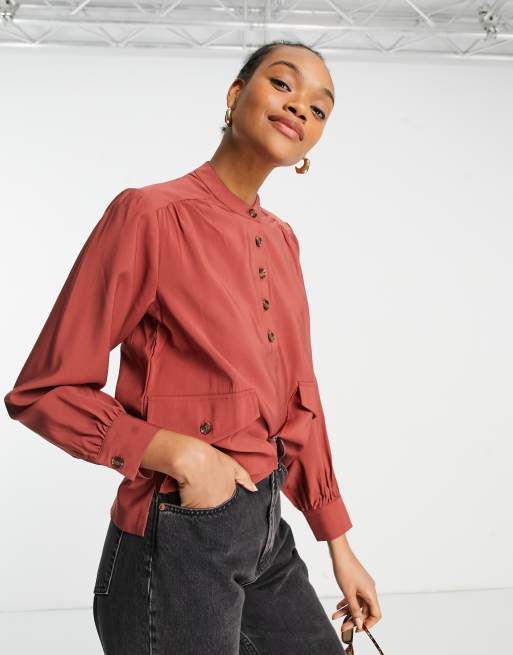 grandad collar blouse