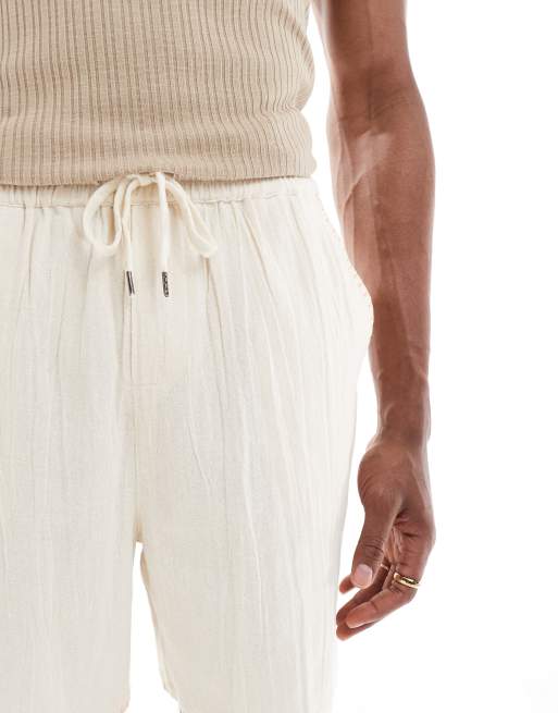 Native Youth - Halflange shorts met geborduurde afwerking in crème, 4 van 5