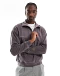 [Native Youth] Native Youth heavy wash quarter zip sweatshirt in brown-Purple Chest 40 BROWN