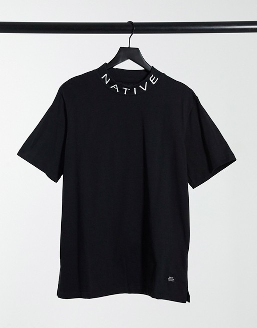 Native Youth high neck logo t-shirt in black