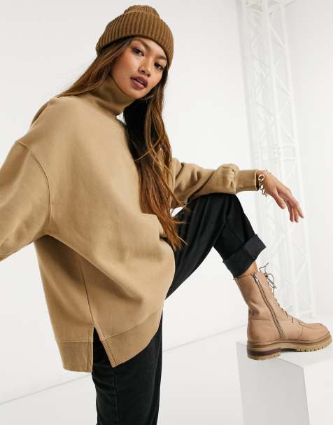 Native Youth high neck sweater in camel - view 1