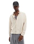[Native Youth] Native Youth jacquard diamond stripe shirt in cream-White Chest 40 CREAM