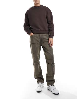 Native Youth - Jean droit décontracté à poches plaquées - Marron délavé