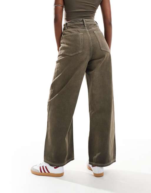 Native Youth - Jeans med barrel-ben i vasket chokoladebrun, 2 af 5