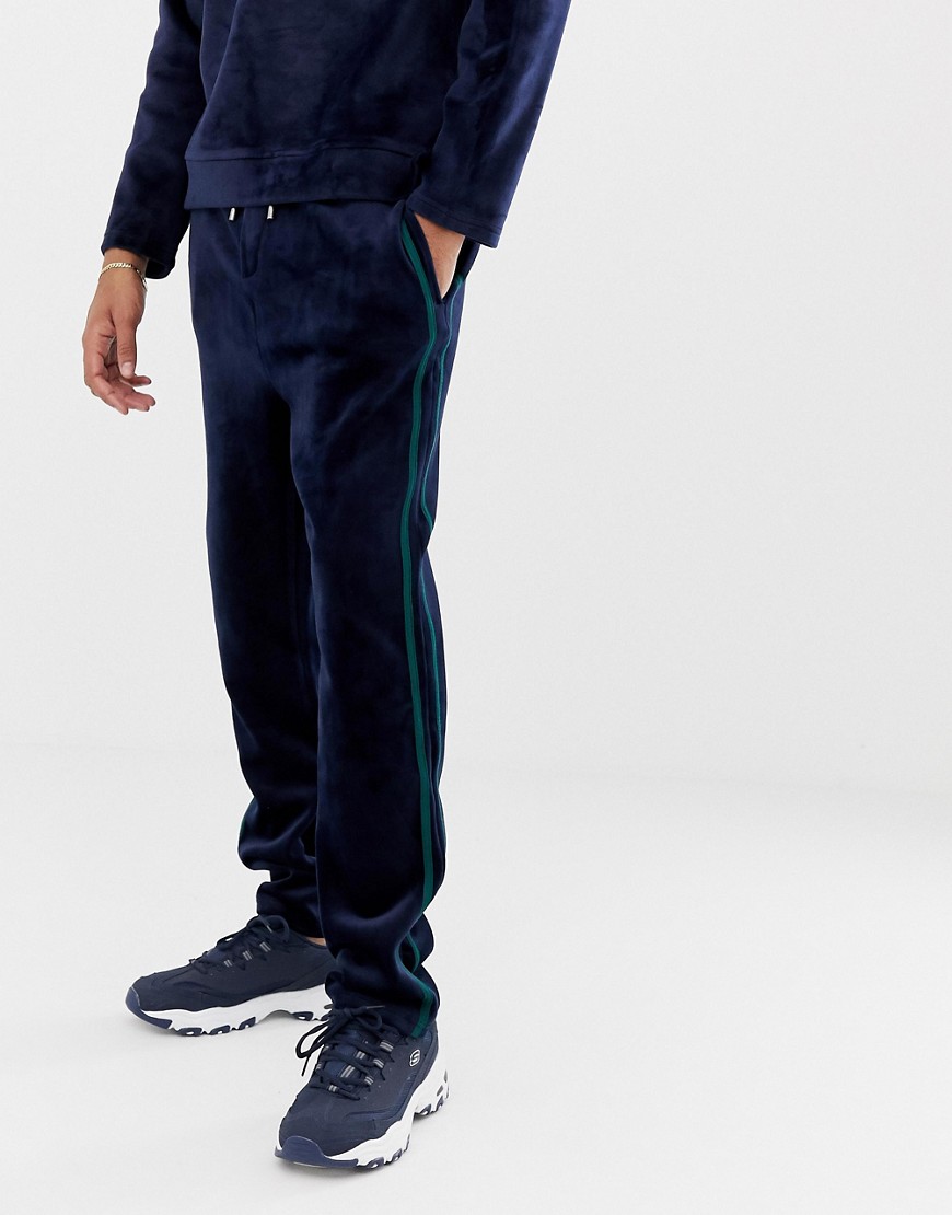 Native Youth - Joggers in velour in coordinato-Navy
